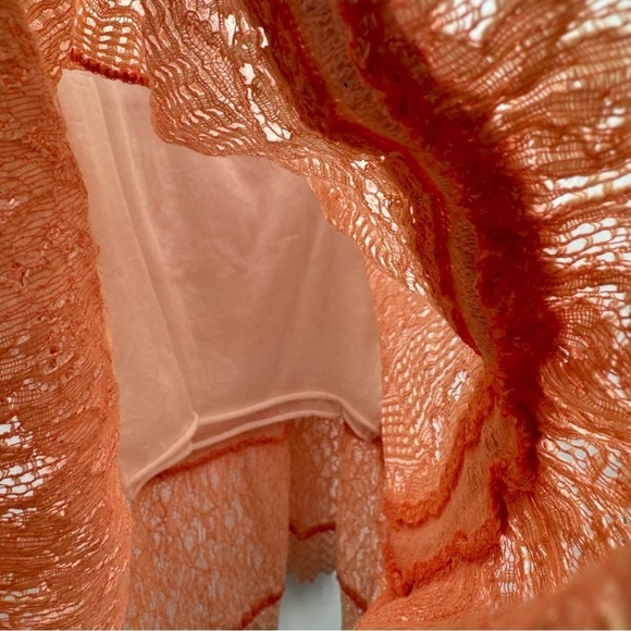 Today’s Designer Pink Ombré Cottagecore Prairie Crochet Lace Tier Ruffle Skirt M - Picture 10 of 12